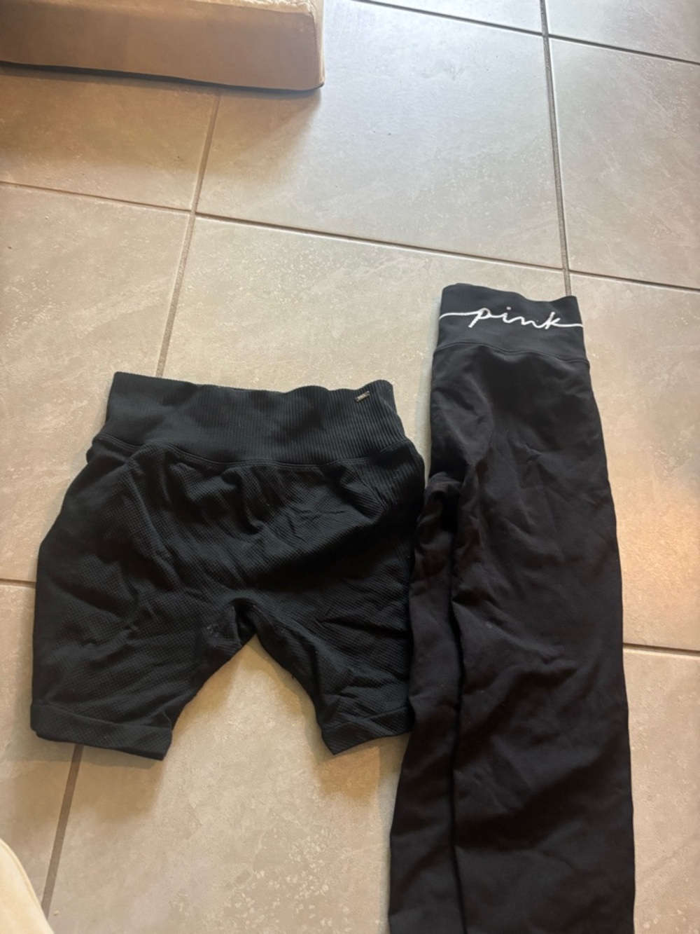 PINK Victoria's Secret Black Kids Leggings with Matching Bike Shorts